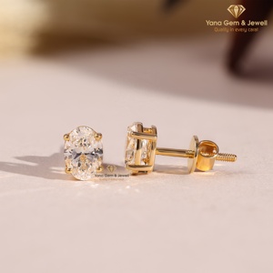 D Color VVS2 Clarity Luxury Oval Cut CVD Lab Grown Diamond Four Prong Setting Stud <b>Earrings</b> 2 TCW 14K Solid <b>Gold</b> IGI Certified - Product Image 2