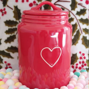 Encantador Tarro de Almacenamiento con Tapa y Corazón en Relieve, Acabado Brillante, Elegante Organizador de Cocina, Bonito Contenedor para Despensa, Regalo - Product Image 1