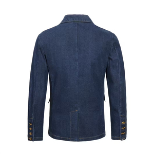 Turn Down Notched Collar Long Sleeve Double Breasted Men's <b>Denim</b> <b>Coats</b> Top Choice Premium Selling Warm Knitted <b>Denim</b> <b>Coat</b> Male - Product Image 4