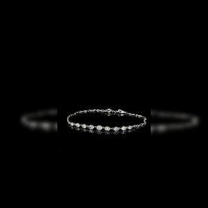 Pulsera de Diamantes Cultivados en Laboratorio, Oro Blanco de 14K, Corte Ovalado, para Mujer, Pulsera Minimalista de Lujo - Product Image 3