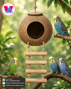Casa para pájaros de cáscara de coco OEM para reptiles, hámsteres, pájaros, loros y mascotas pequeñas. Suministro al por mayor desde Vietnam [Liam +84 865 912 655] - Product Image 6