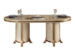 Juego de Comedor Clásico de Lujo en Madera de Teca Sólida, Color Crema Dorado, 6 Sillas, Mesa Ovalada, Muebles de Cocina para el Hogar, Estilo Europeo Real - Product Image 4