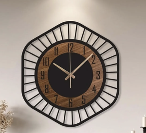 Handmade Wood Carved Industrial Design Quartz Movement Wooden <b>Wall</b> <b>Clock</b> for Living Room <b>Modern</b> Artisan Crafted Battery Powered - Product Image 3