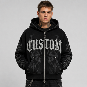 Veste à capuche pour homme OEM, mélange de coton et polaire, personnalisation de marque disponible - Product Image 1