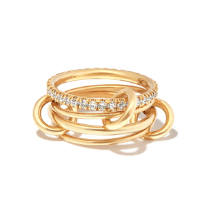 Conjunto de Anillos Geométricos Chapados en Oro con Cristales Incrustados, Diseño Minimalista, Unisex, para Uso Diario - Product Image 2