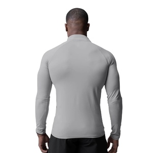 <b>Mens</b> Long Sleeve Rash Guard Crew Neck Solid Gray Quick Dry <b>Swim</b> <b>Shirt</b> for Surfing Beach Swimming - Product Image 3