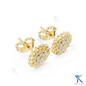 Lab Grown Diamond Sunburst Floral <b>Stud</b> Earrings Multi Stone Cluster 14K/18K Solid Gold Fine Women's Jewelry Party Anniversary - Product Image 6