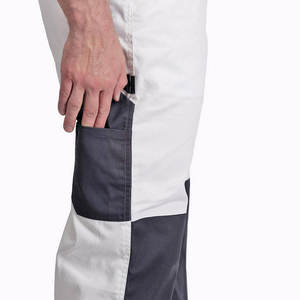 OJ Men's White <b>Work</b> <b>Pants</b> With <b>Black</b> Knee Pads Abrasion Resistant Cotton Material Uniform <b>Pants</b> - Product Image 4