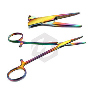 Pinces à moustiques à pointe droite en acier inoxydable, couleur arc-en-ciel, instruments chirurgicaux dentaires pour salle d'opération et usage clinique - Product Image 1