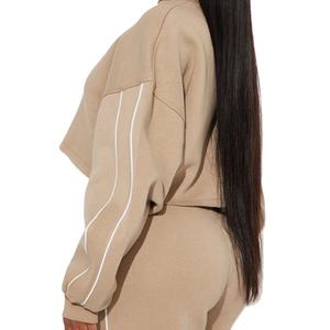 Conjunto Deportivo Casual de 2 Piezas para Mujer, con Franja Lateral, de Algodón y Felpa, Pantalones Jogger de Pierna Ancha, Ropa Deportiva, Suministro OEM - Product Image 6