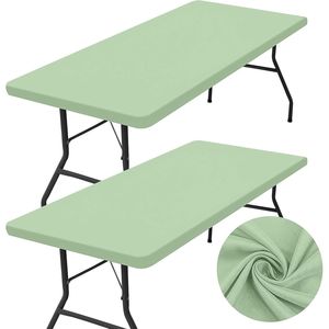 Set di 2 Tovaglie Elastiche in Tessuto Rettangolari Lavabili per Tavoli Pieghevoli da 6 Piedi, Ideali per Picnic - Product Image 1