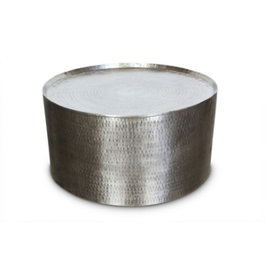 Portable Metal Hand Hammered <b>Silver</b> Round <b>Coffee</b> <b>Table</b> Eco-Friendly Home Hotels Living Room Decorative Furniture - Product Image 1