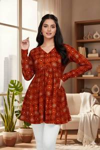 Top Casual da Donna con Scollo a V, Stampa Digitale su Tessuto in Seta Delta, Lunghezza Regolare, Manica Lunga, Completamente Cucito, Elegante Top per Ragazze - Product Image 5