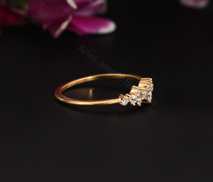 Dainty Diamond Band <b>Ring</b> 0.20 Ct Natural Diamonds Minimal <b>Stacking</b> Contour Wedding <b>Ring</b> - Product Image 2
