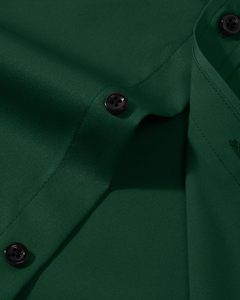 Camisa de Vestir de Manga Larga para Hombre, Color Verde Oscuro Satinado, Cuello Clásico, Tejido Formal, Estilo Otoñal - Product Image 3