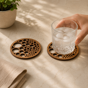 Coffee Cup Laser Cut Solid Wood Coaster Handcrafted Heat Resistant Drink Mat Rustic <b>Table</b> <b>Protector</b> Coffee Tea Glass Holder - Product Image 3
