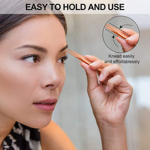 Ensemble de pinces à épiler professionnelles de haute qualité pour manucure et sourcils, en acier inoxydable plaqué or rose, durable, avec étui en cuir blanc - Product Image 2