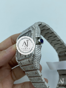 Montre mécanique Iced Miyota en acier inoxydable, cadran carré, analogique, bracelet de 20 mm, bracelet en cristal de 28 mm, montre-bracelet pour femme, cadeau de fête - Product Image 5