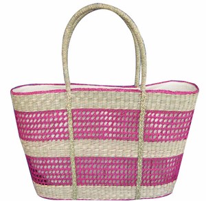 Panier ouvert minimaliste vintage en jonc de mer avec fleurs, pour bandoulière femme, disponible en gros - Product Image 2