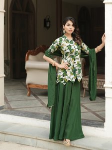 Top Quality Soft <b>Silk</b> Palazzo Suit for Women Daily Wear Comfortable Fit Casual <b>Kurta</b> Set Wholesale Supplier India - Product Image 3