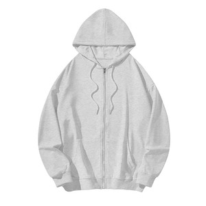 Sweat-shirt à capuche surdimensionné pour femme en polaire avec fermeture éclair, poches avant avec logo, manches classiques, vêtement d'automne - Product Image 1
