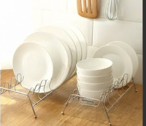 Metal <b>Plate</b> <b>Rack</b> Stand Single Tier Round Design Minimalist Kitchen Storage Holder for Dish and Bowl Polished Finish Stackable - Product Image 4