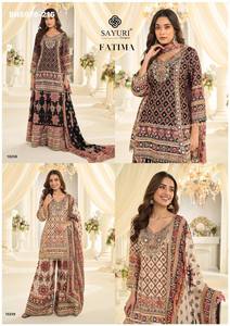 Excellent Quality Crepe Silk with Printed & Hand Aari - <b>Gota</b> Patti work Fully-Stitched Plazzo-Suit-Dupatta Wholesale Supply - Product Image 5