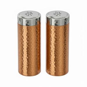 Salero y Pimentero Modernos con Acabado en Cobre Dorado Rosa, Diseño Martillado, Estilo Groovy Maki, para Cocina, Comedor y Restaurante - Product Image 2