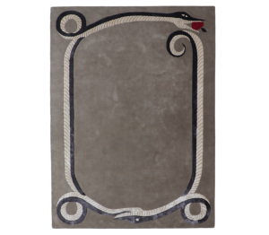 Alfombra Moderna de Lana con Diseño de Serpiente, Ecológica, de Pelo Medio, Hecha a Mano, Rectangular, Beige, Antideslizante, para Sala de Estar - Product Image 1