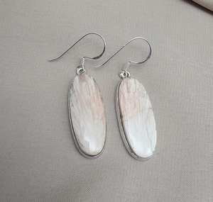 Boucles d'oreilles en argent sterling 925 avec scolecite rose naturelle, pierres précieuses longues et douces, bijoux faits à la main, vente en gros - Product Image 5