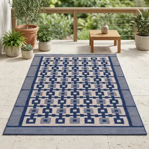 Alfombra HILTEX para Interiores y Exteriores, Lavable, Tejida, Rectangular, de Poliéster, con Patrón Geométrico, Base de Látex de 6mm - Product Image 1