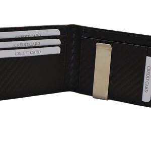 <b>Men's</b> Carbon Fiber Bi-Fold <b>Wallet</b> Slim Geometric Pattern Daily Use Fold Closure Personalised Front Pocket Money Clip <b>Wallet</b> - Product Image 2