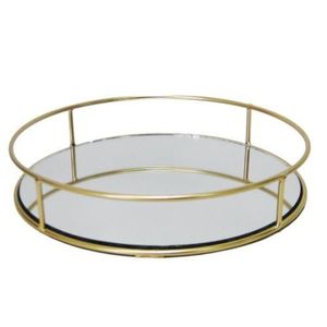 Luxury Metal Glass Mirrored Decorative Tray Modern Gold Rectangular Coffee <b>Table</b> Serving Tray Wedding Countertop Decor Trays - Product Image 2
