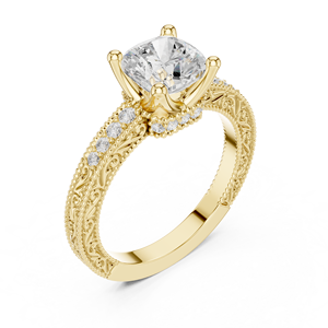 Anillo de Compromiso Clásico de Oro Amarillo de 14K con Corte Cojín de 2 Quilates y Diamantes Cultivados en Laboratorio con Certificación IGI, Regalos de Aniversario y Boda - Product Image 4