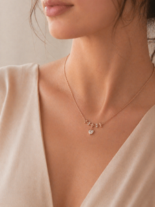 ELVORA GEMS Collar con colgante de corazón de aleación de zinc chapado en oro rosa, cadena de serpiente con circonita cúbica creada en laboratorio, joyería romántica para mujer - Product Image 1