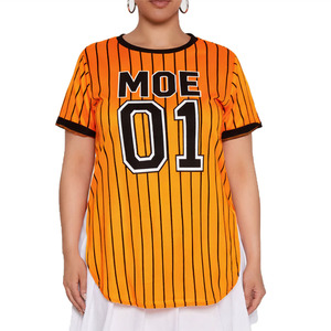 Custom Orange Pinstripe Softball & American Football Jersey Shirt Women Athletic Teamwear OEM ODM Sports Top Wholesale Supplier - Product Image 4