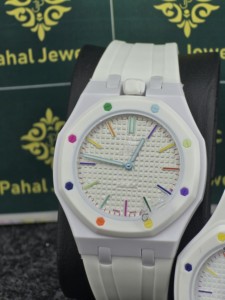Montre à quartz unisexe de luxe vintage, boîtier rond, bracelet en silicone blanc, affichage analogique, style décontracté lumineux, cadran de 40 mm, pour enfants - Product Image 6