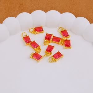 Pink Fuchsia Quartz Rectangle 18K Gold Plated Handmade <b>Charm</b> Pendant for Necklaces & <b>Bracelets</b> Wholesale Gemstone Supplies - Product Image 4