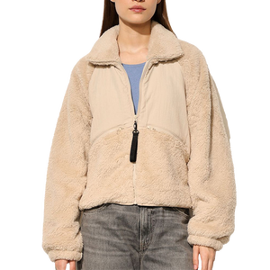 Women Sherpa fleece Faux <b>Fur</b> Wool Coat Breathable Warm Plush Casual hooded zipper collar Jacket snow wear comfy button closure - Product Image 1