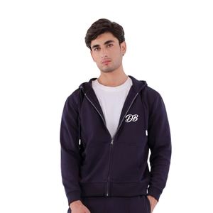 Sweat à capuche zippé bleu marine personnalisé avec logo pour femme, en molleton épais, avec cordon de serrage, style streetwear, vente en gros - Product Image 5