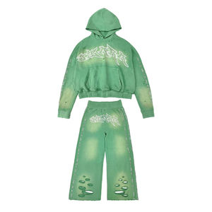 Conjunto Deportivo 07EVEN Verde Oliva, Sudadera con Capucha y Pantalones con Estampado de Letras, Ropa Casual para Adultos, Manga Larga, Corte Holgado - Product Image 6