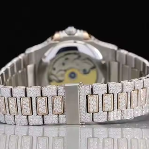 Trendy 18mm Antique Hip Hop Style Two Tone Yellow <b>White</b> Moissanite Diamond Stainless Steel <b>Watch</b> Business Fashion Quartz Glass - Product Image 4