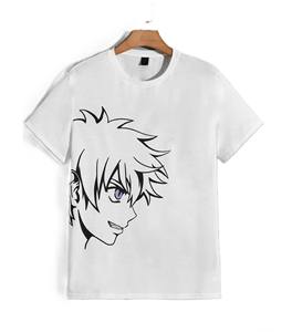 Camiseta con estampado de anime para hombre, camiseta de algodón blanca con estampado de personajes de dibujos animados, top informal de manga corta para uso diario - Product Image 1