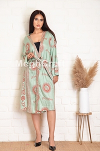 Kimono Moderno con Estampado de Óm, Cómodo, de Rayón, Cuello en V, Manga Larga, Vestido para Mujer, para la Playa y Uso Casual - Product Image 5