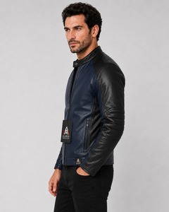 High Quality Men Leather <b>Jacket</b> Stylish Biker Coat Warm Comfortable Durable Streetwear Outerwear <b>Casual</b> Zipper OEM Service - Product Image 2