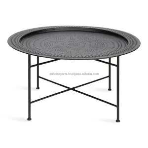 Mesa Redonda de Aluminio Martillado de Lujo Moderna, Diseño Ecológico Hecho a Mano, Decoración para el Hogar, Sala de Estar, Zahid Exports - Product Image 1