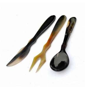 Cubertería de cuerno hecha a mano: cuchara de cuerno, tenedor de cuerno, cuchillo de cuerno, cuchara de cuerno de búfalo, tenedor de cuerno de búfalo, vajilla de cuerno. - Product Image 3
