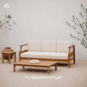 Sofá de Jardín de Teca Hecho a Mano de Primera Calidad, Elegante Sofá de Patio de 3 Plazas para Jardín, Hotel y Resort, Hecho en Indonesia - Product Image 1