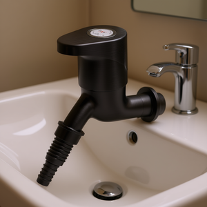 Lexa Polished <b>Black</b> Basin <b>Tap</b> Nozzle Cock Water <b>Tap</b> with Brushed Finish for Bathroom Kitchen Utility Use - Product Image 2