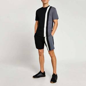 Ensembles d'été pour hommes, mode printemps-été, t-shirts personnalisés de haute qualité, ensembles courts, ensembles deux pièces surdimensionnés, couleurs contrastées, coton - Product Image 2